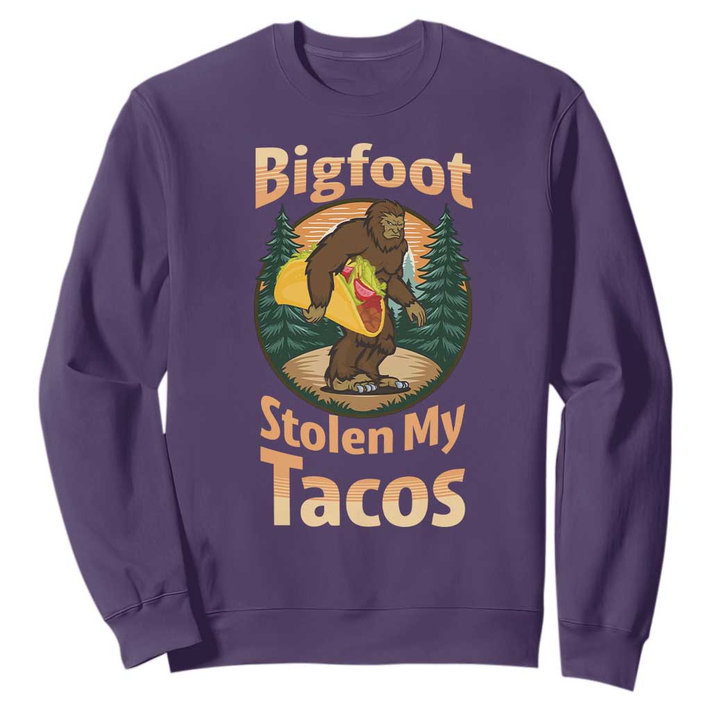 Funny Bigfoot Stole My Tacos Sweatshirt Sasquatch Taco Lover TS12 Purple Print Your Wear