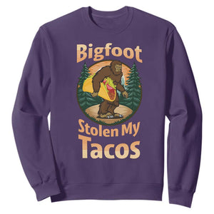 Funny Bigfoot Stole My Tacos Sweatshirt Sasquatch Taco Lover TS12 Purple Print Your Wear