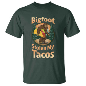 Funny Bigfoot Stole My Tacos T Shirt Sasquatch Taco Lover TS12 Dark Forest Green Print Your Wear