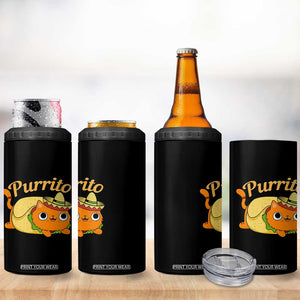 Funny Burrito Lover Gift 4 in 1 Can Cooler Tumbler Purrito Cat TS12 Print Your Wear