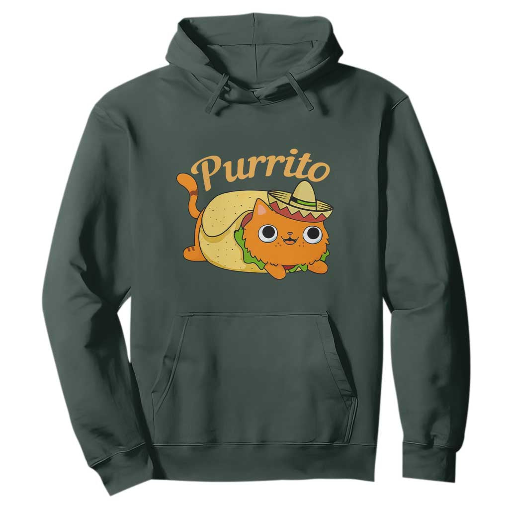 Funny Burrito Lover Gift Hoodie Purrito Cat TS12 Dark Forest Green Print Your Wear