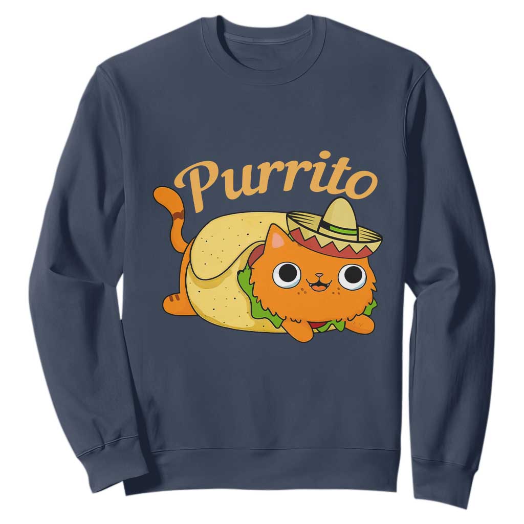 Funny Burrito Lover Gift Sweatshirt Purrito Cat TS12 Navy Print Your Wear