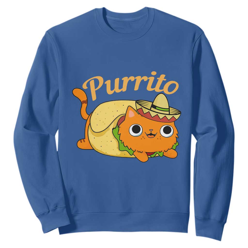 Funny Burrito Lover Gift Sweatshirt Purrito Cat TS12 Royal Blue Print Your Wear