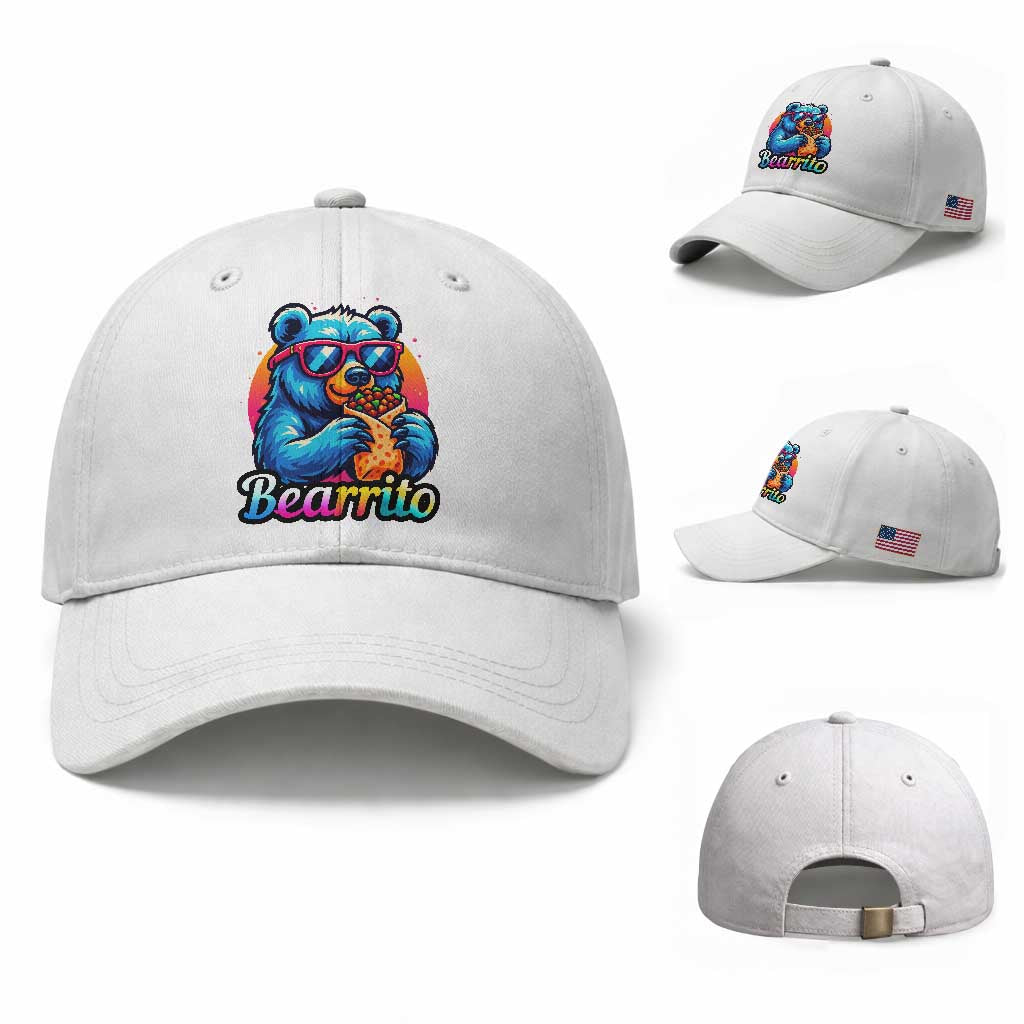 Mexican Food Lover Gift Baseball Cap Funny Bearrito TS12 Baseball Cap Universal Fit White Print Your Wear