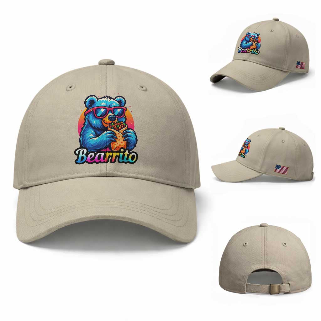 Mexican Food Lover Gift Baseball Cap Funny Bearrito TS12 Baseball Cap Universal Fit Beige Print Your Wear
