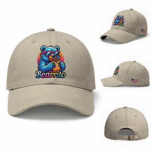 Mexican Food Lover Gift Baseball Cap Funny Bearrito TS12 Baseball Cap Universal Fit Beige Print Your Wear