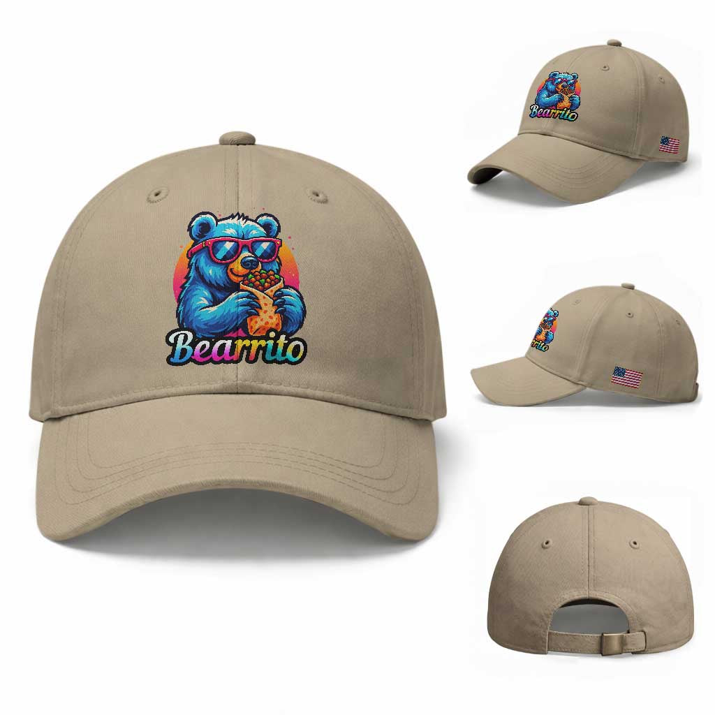 Mexican Food Lover Gift Baseball Cap Funny Bearrito TS12 Baseball Cap Universal Fit Khaki Print Your Wear