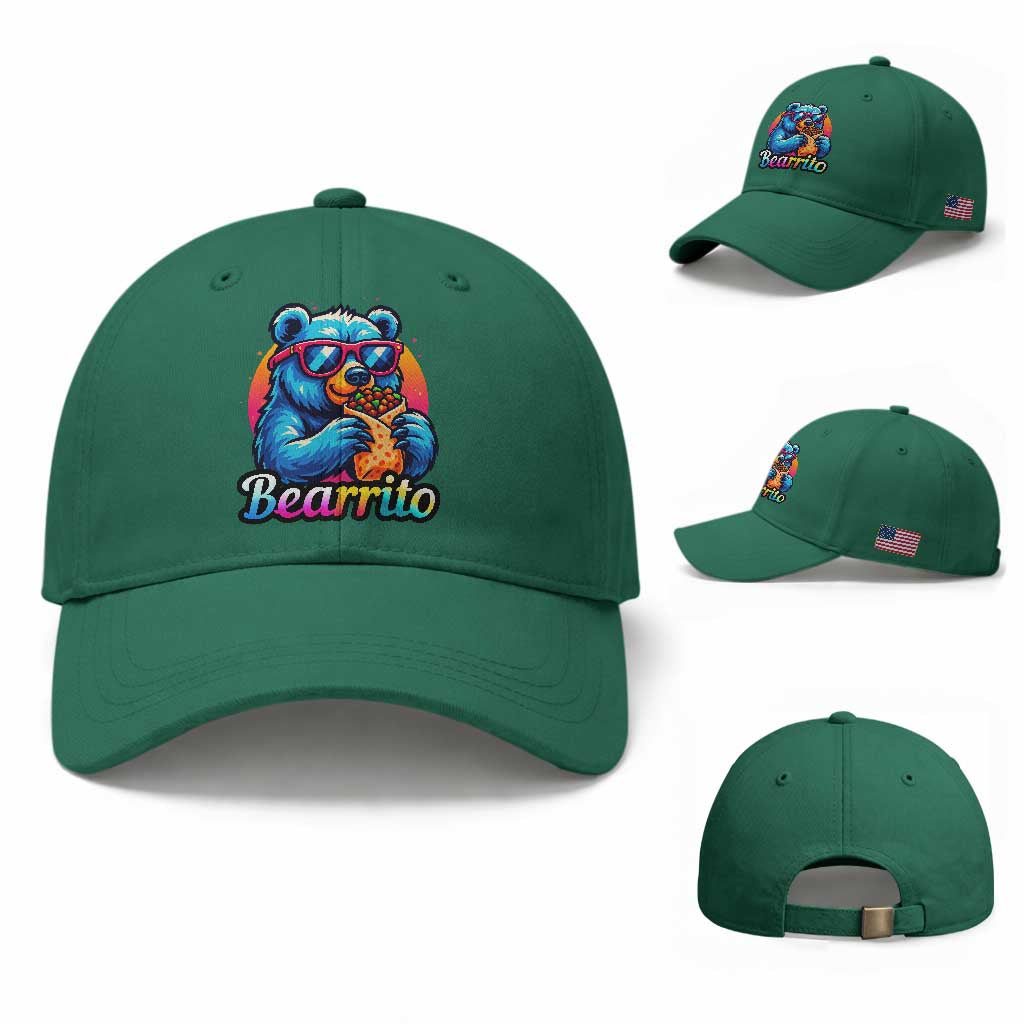 Mexican Food Lover Gift Baseball Cap Funny Bearrito TS12 Baseball Cap Universal Fit Irish Green Print Your Wear