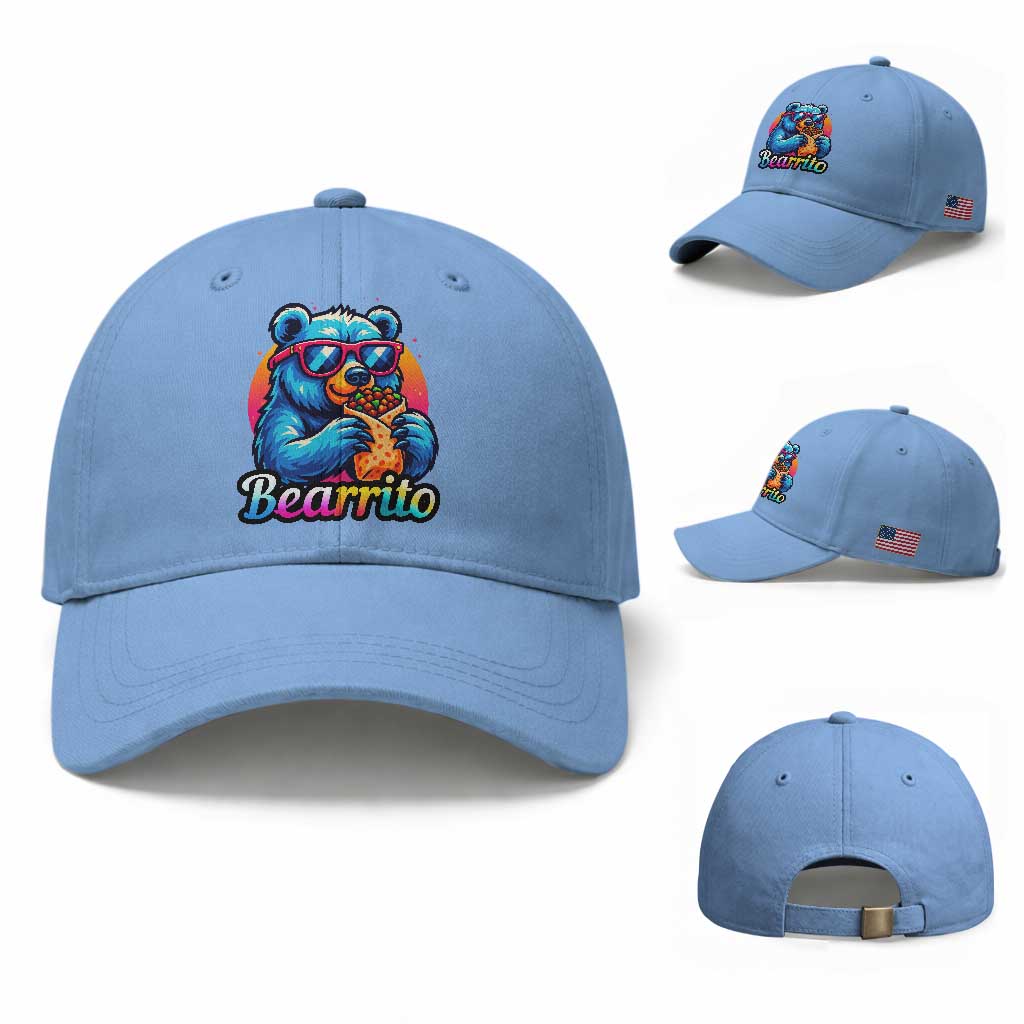 Mexican Food Lover Gift Baseball Cap Funny Bearrito TS12 Baseball Cap Universal Fit Light Blue Print Your Wear