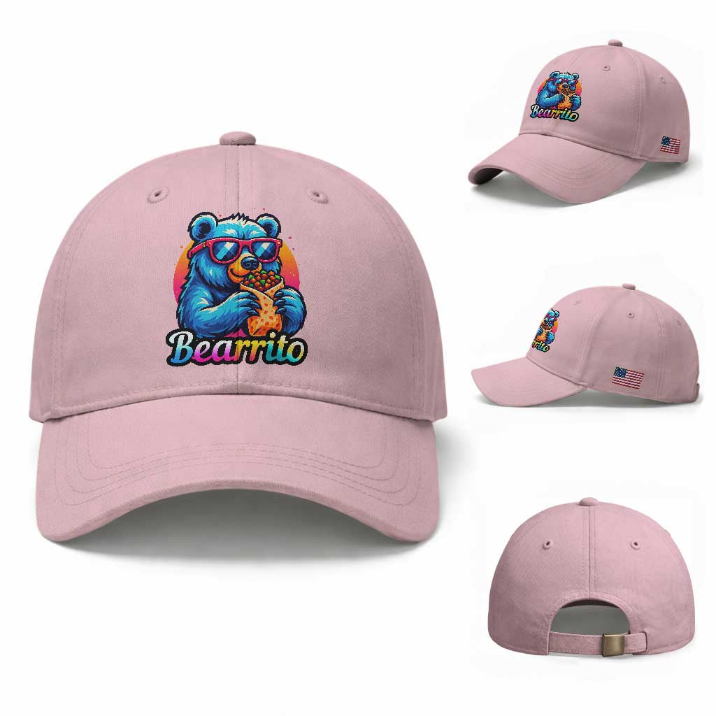 Mexican Food Lover Gift Baseball Cap Funny Bearrito TS12 Baseball Cap Universal Fit Light Pink Print Your Wear