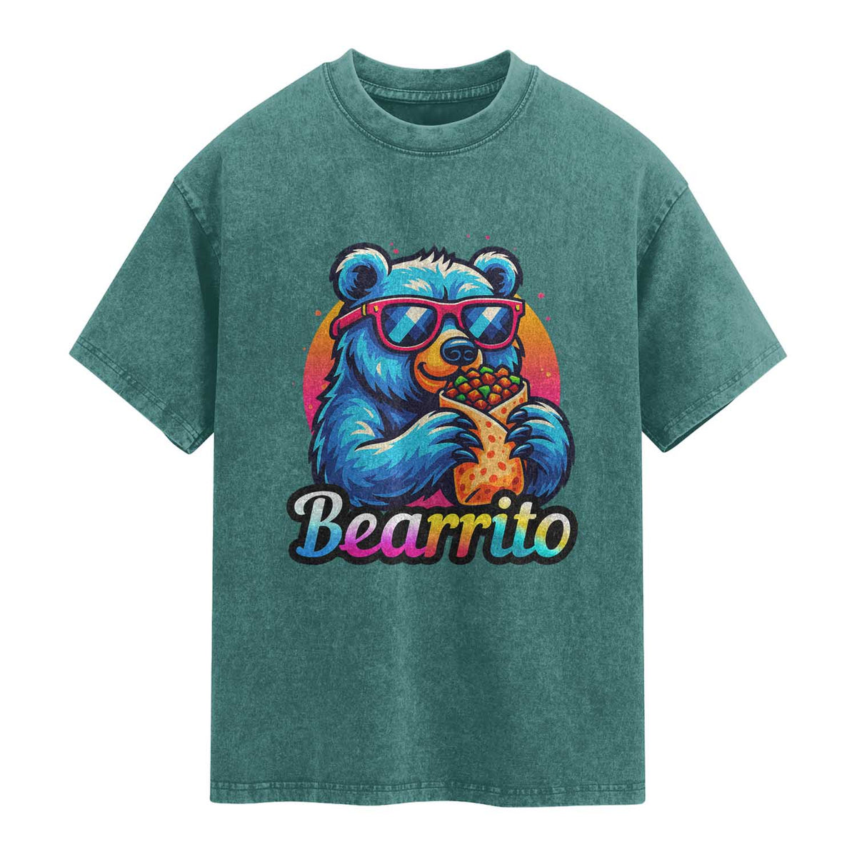 Mexican Food Lover Gift Washed Cotton T-Shirt Funny Bearrito