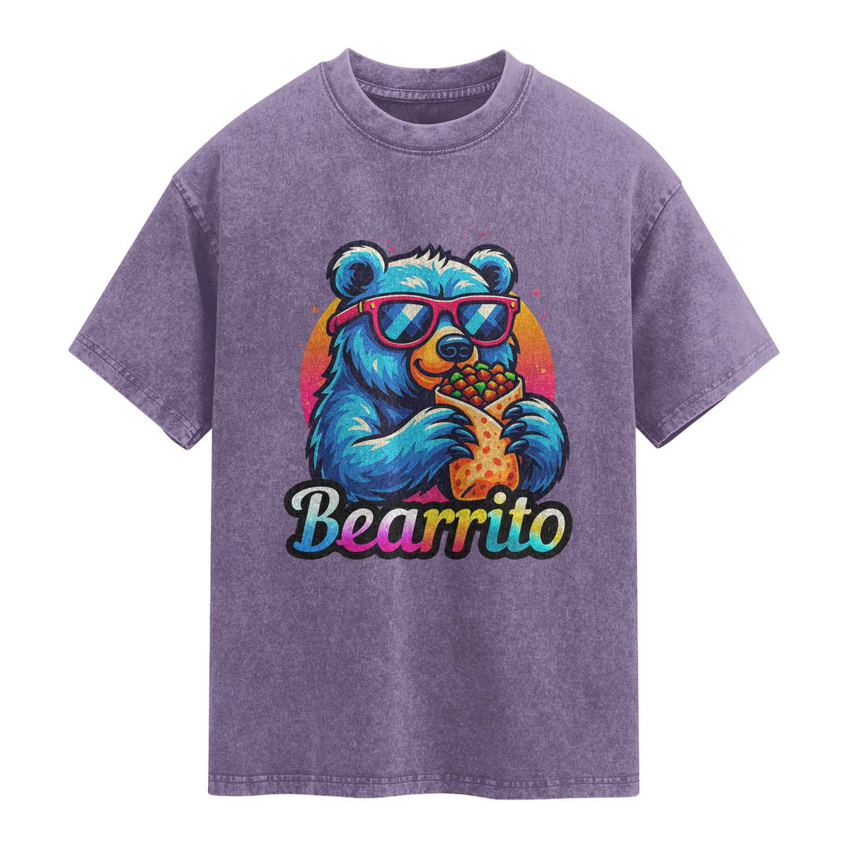 Mexican Food Lover Gift Washed Cotton T-Shirt Funny Bearrito
