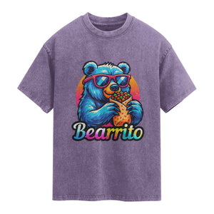 Mexican Food Lover Gift Washed Cotton T-Shirt Funny Bearrito