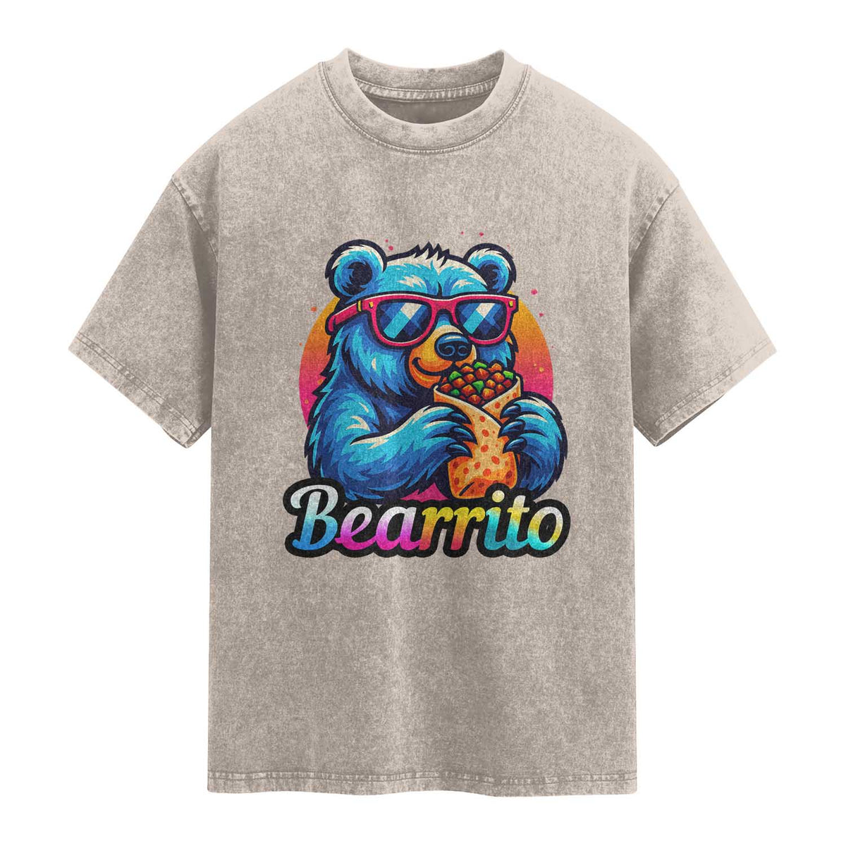 Mexican Food Lover Gift Washed Cotton T-Shirt Funny Bearrito