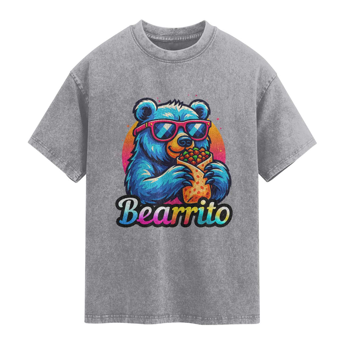 Mexican Food Lover Gift Washed Cotton T-Shirt Funny Bearrito