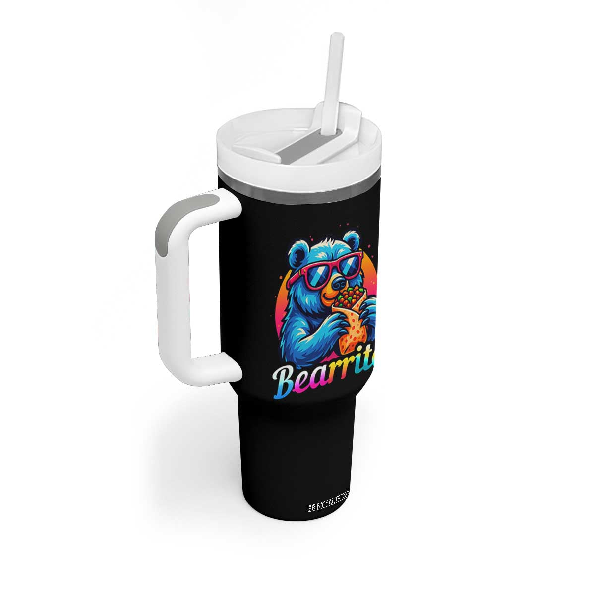 Mexican Food Lover Gift Tumbler With Handle Funny Bearrito TS12 Print Your Wear