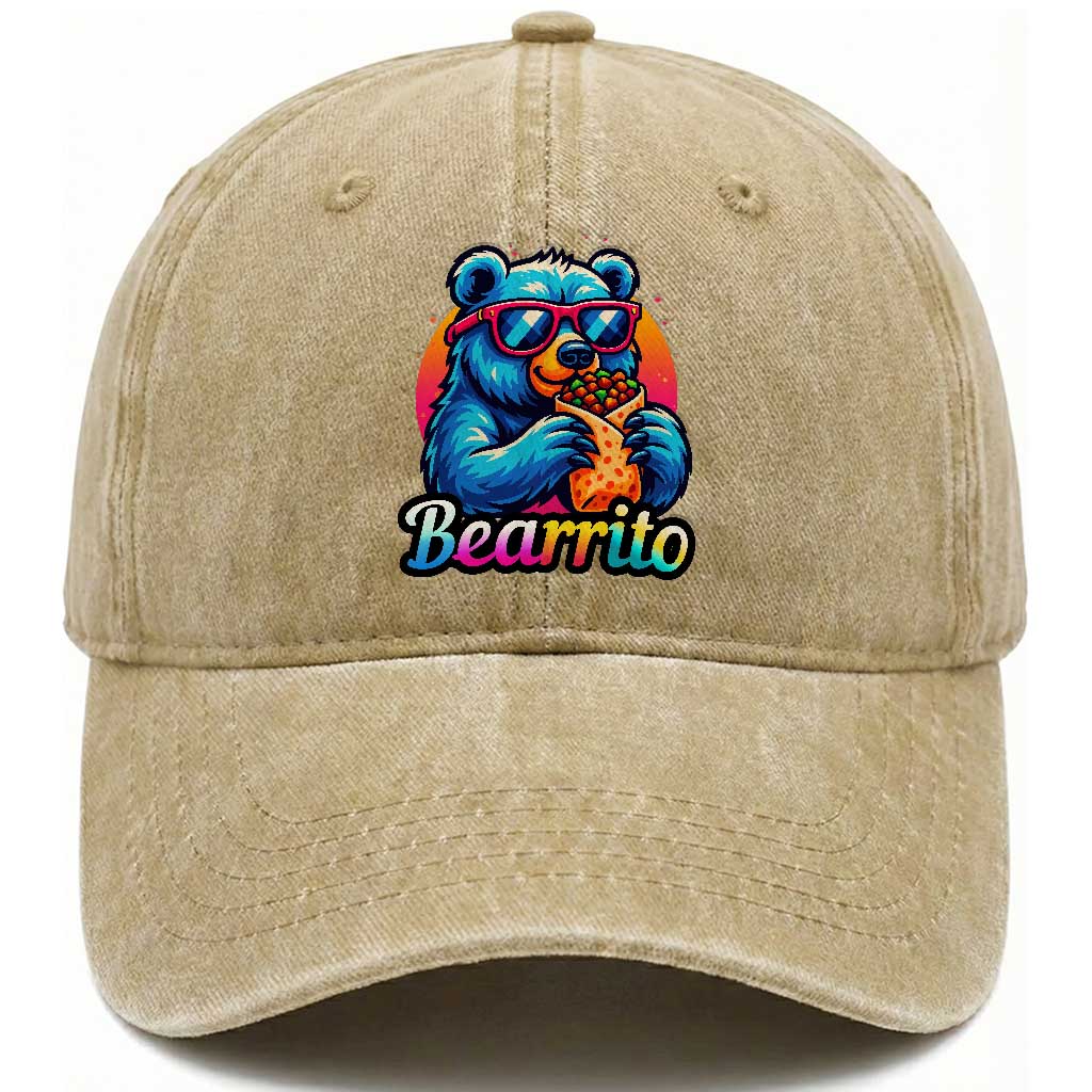 Mexican Food Lover Gift Washed Cotton Baseball Cap Funny Bearrito TS12 Print Your Wear