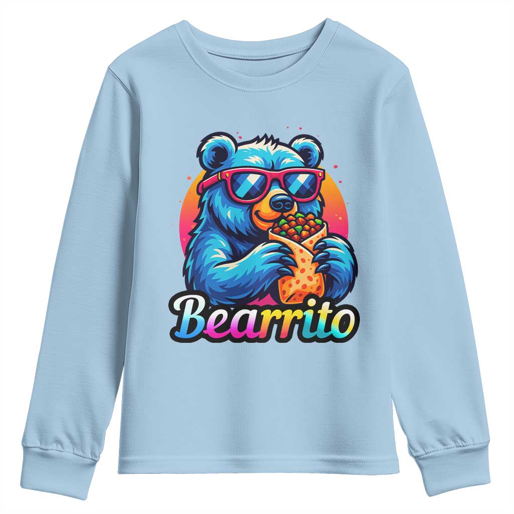 Mexican Food Lover Gift Youth Sweatshirt Funny Bearrito TS12 Light Blue Print Your Wear