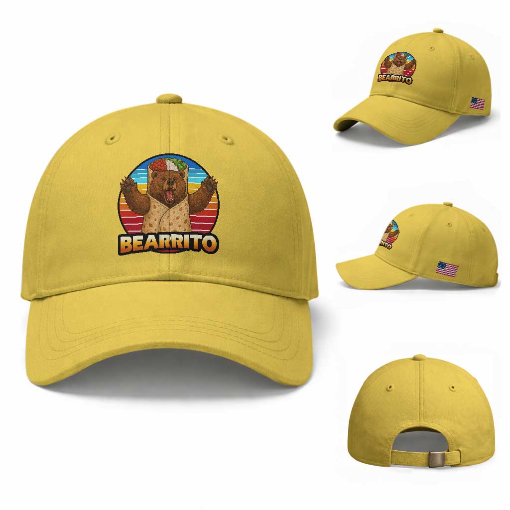Burrito Lover Gift Baseball Cap Funny Bearrito TS12 Baseball Cap Universal Fit Yellow Print Your Wear