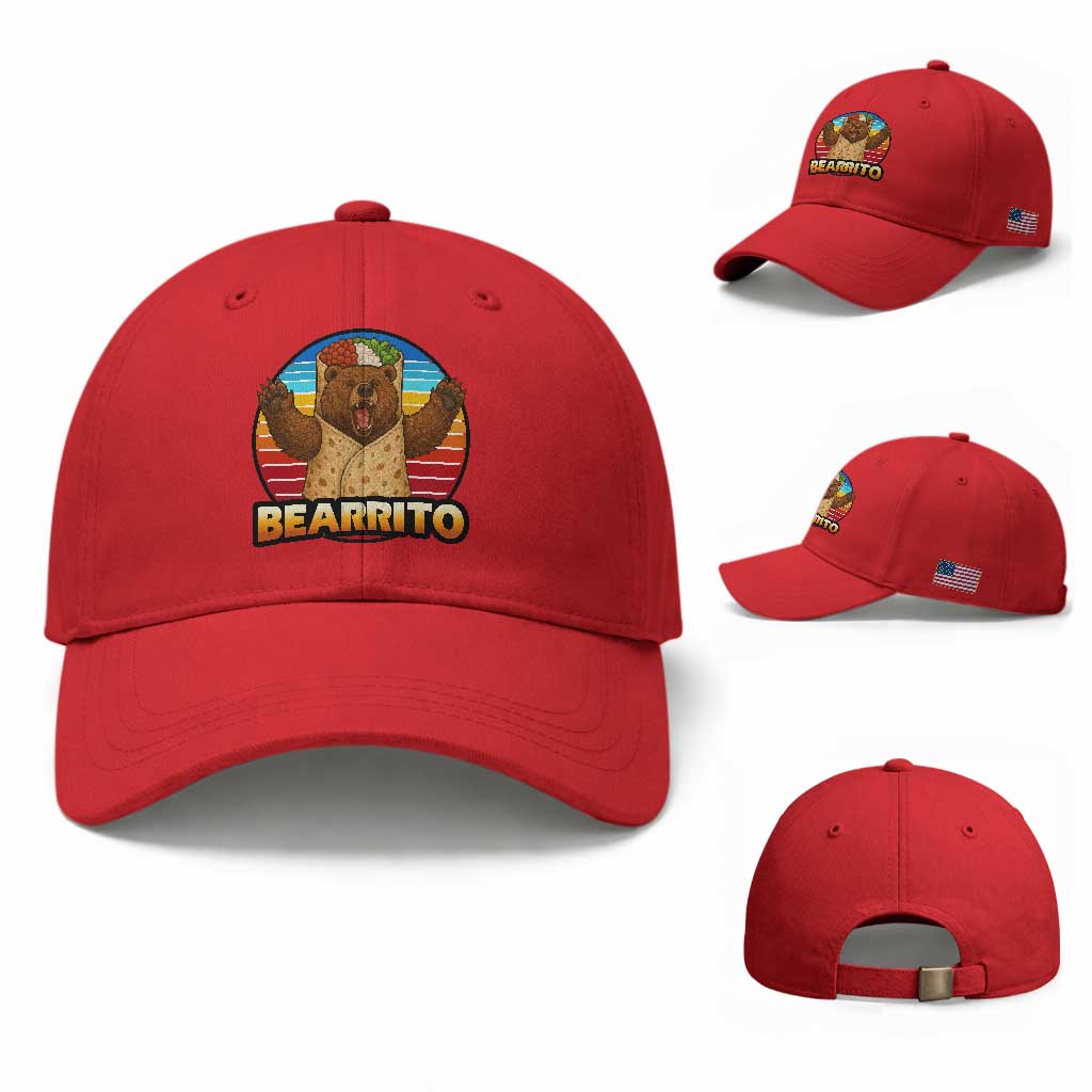 Burrito Lover Gift Baseball Cap Funny Bearrito TS12 Baseball Cap Universal Fit Red Print Your Wear