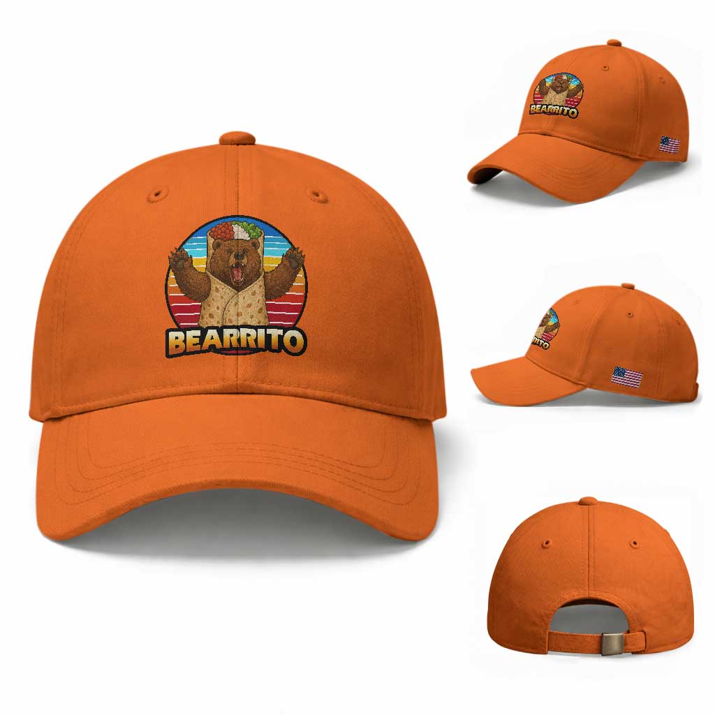 Burrito Lover Gift Baseball Cap Funny Bearrito TS12 Baseball Cap Universal Fit Orange Print Your Wear