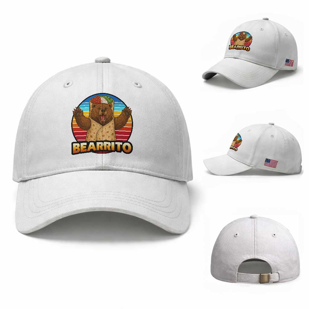 Burrito Lover Gift Baseball Cap Funny Bearrito TS12 Baseball Cap Universal Fit White Print Your Wear