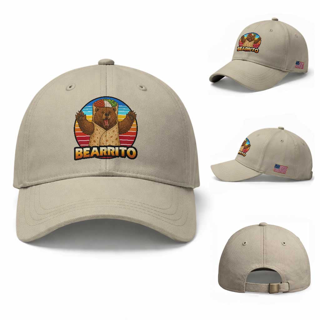 Burrito Lover Gift Baseball Cap Funny Bearrito TS12 Baseball Cap Universal Fit Beige Print Your Wear