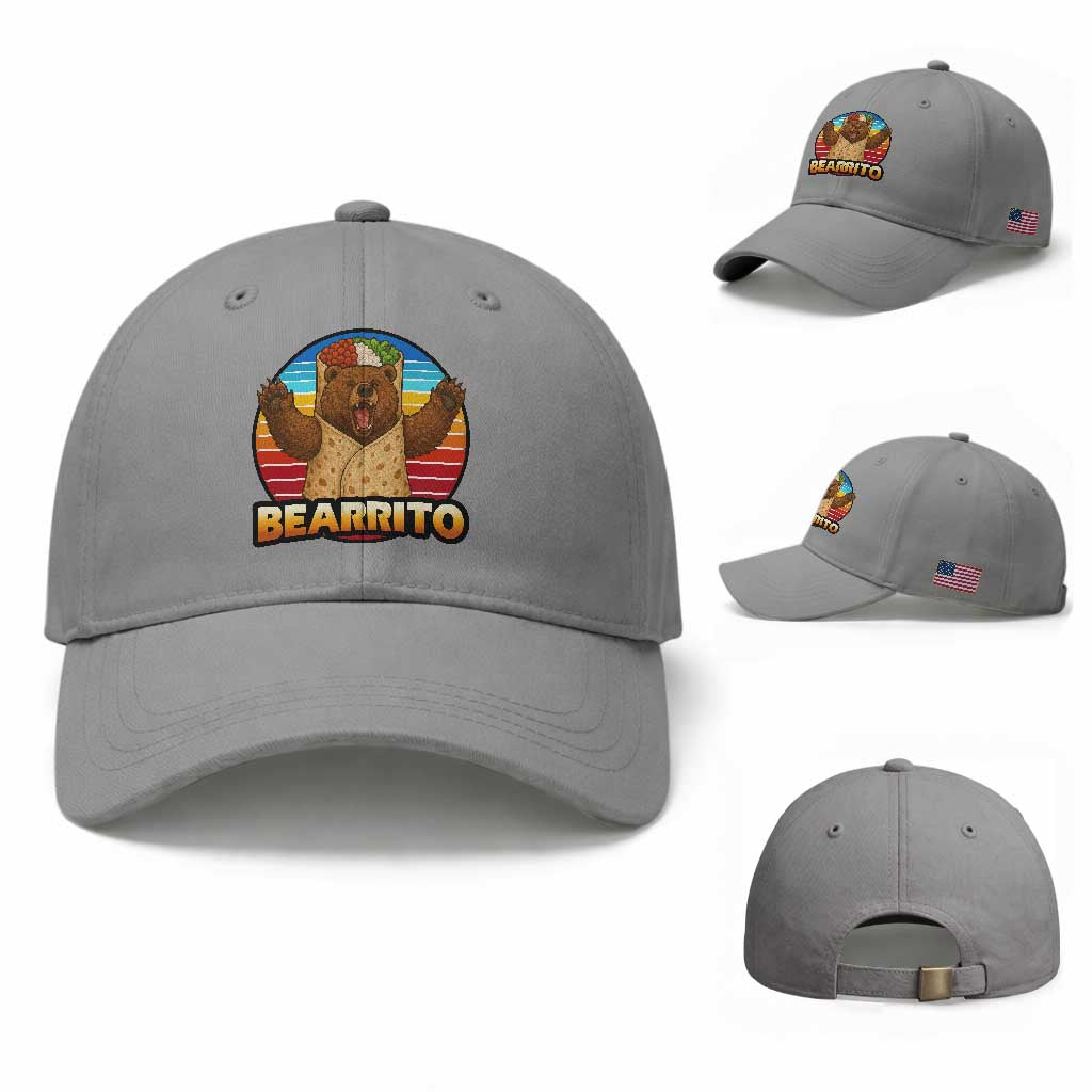 Burrito Lover Gift Baseball Cap Funny Bearrito TS12 Baseball Cap Universal Fit Sport Gray Print Your Wear