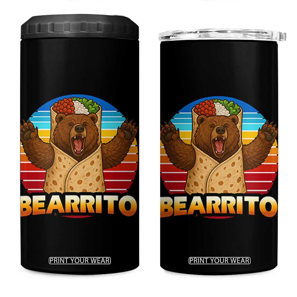 Burrito Lover Gift 4 in 1 Can Cooler Tumbler Funny Bearrito TS12 One Size: 16 oz Black Print Your Wear