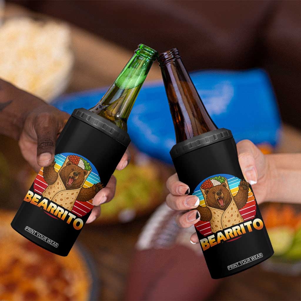 Burrito Lover Gift 4 in 1 Can Cooler Tumbler Funny Bearrito TS12 Print Your Wear