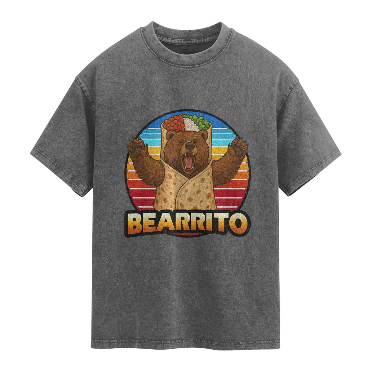 Burrito Lover Gift Washed Cotton T-Shirt Funny Bearrito