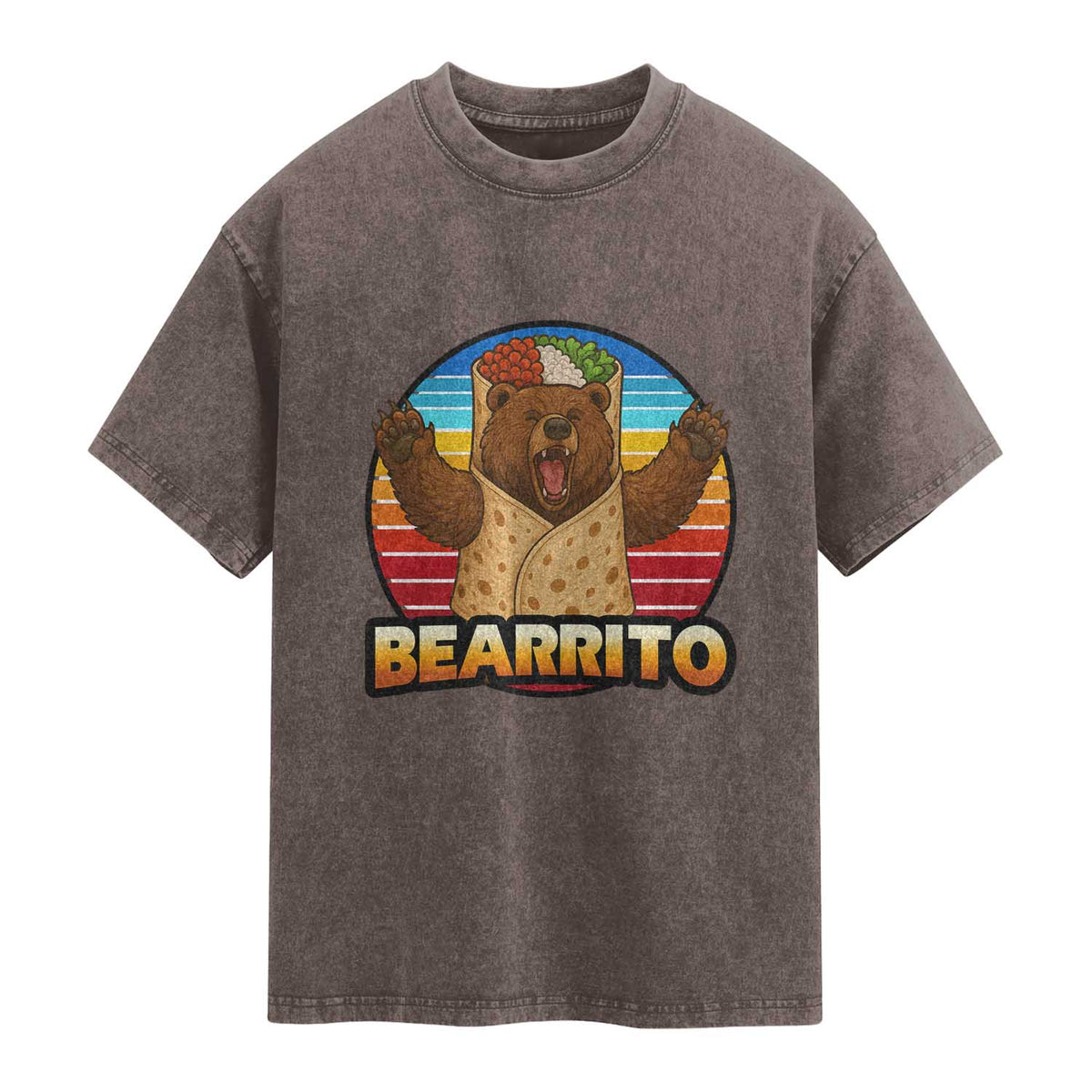 Burrito Lover Gift Washed Cotton T-Shirt Funny Bearrito