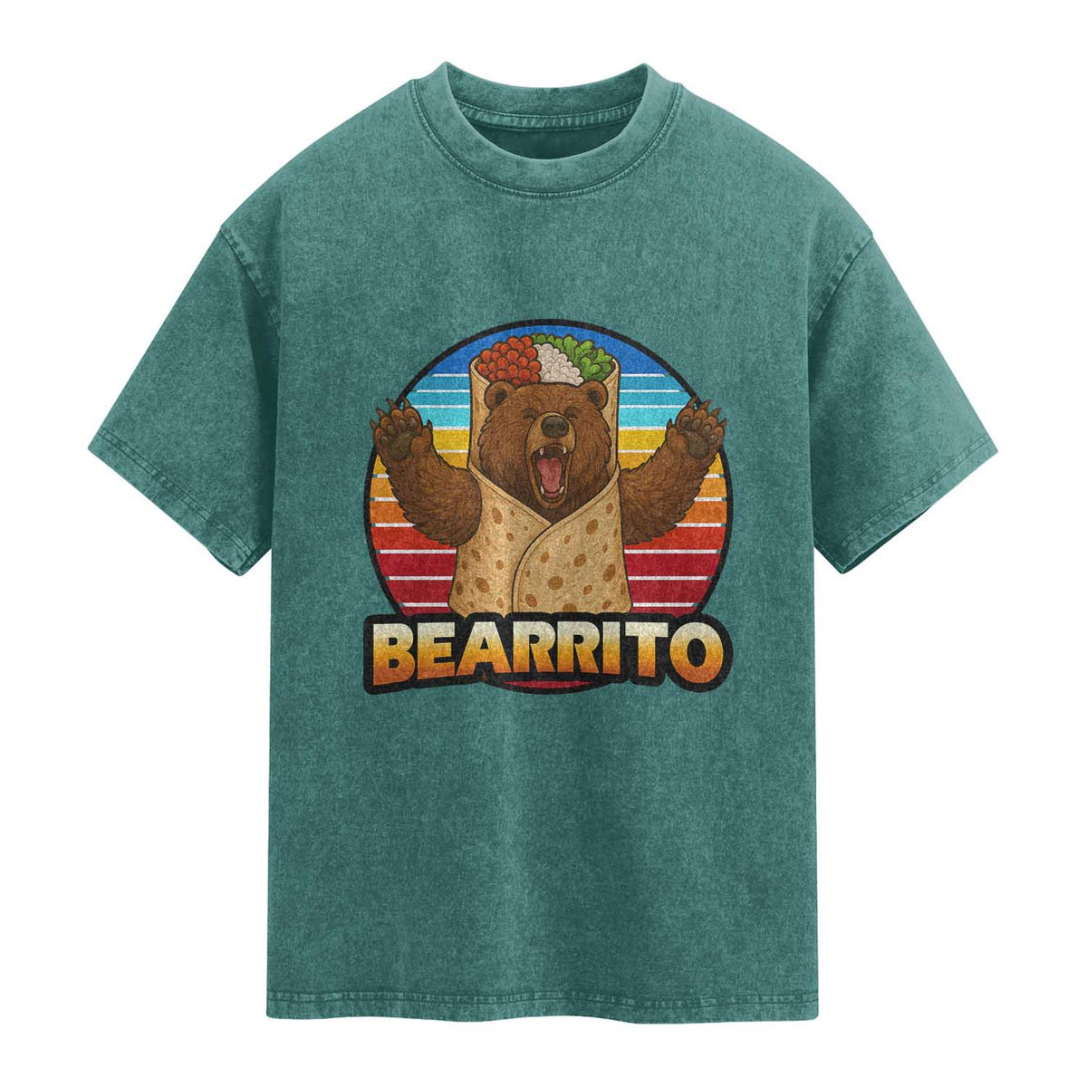 Burrito Lover Gift Washed Cotton T-Shirt Funny Bearrito