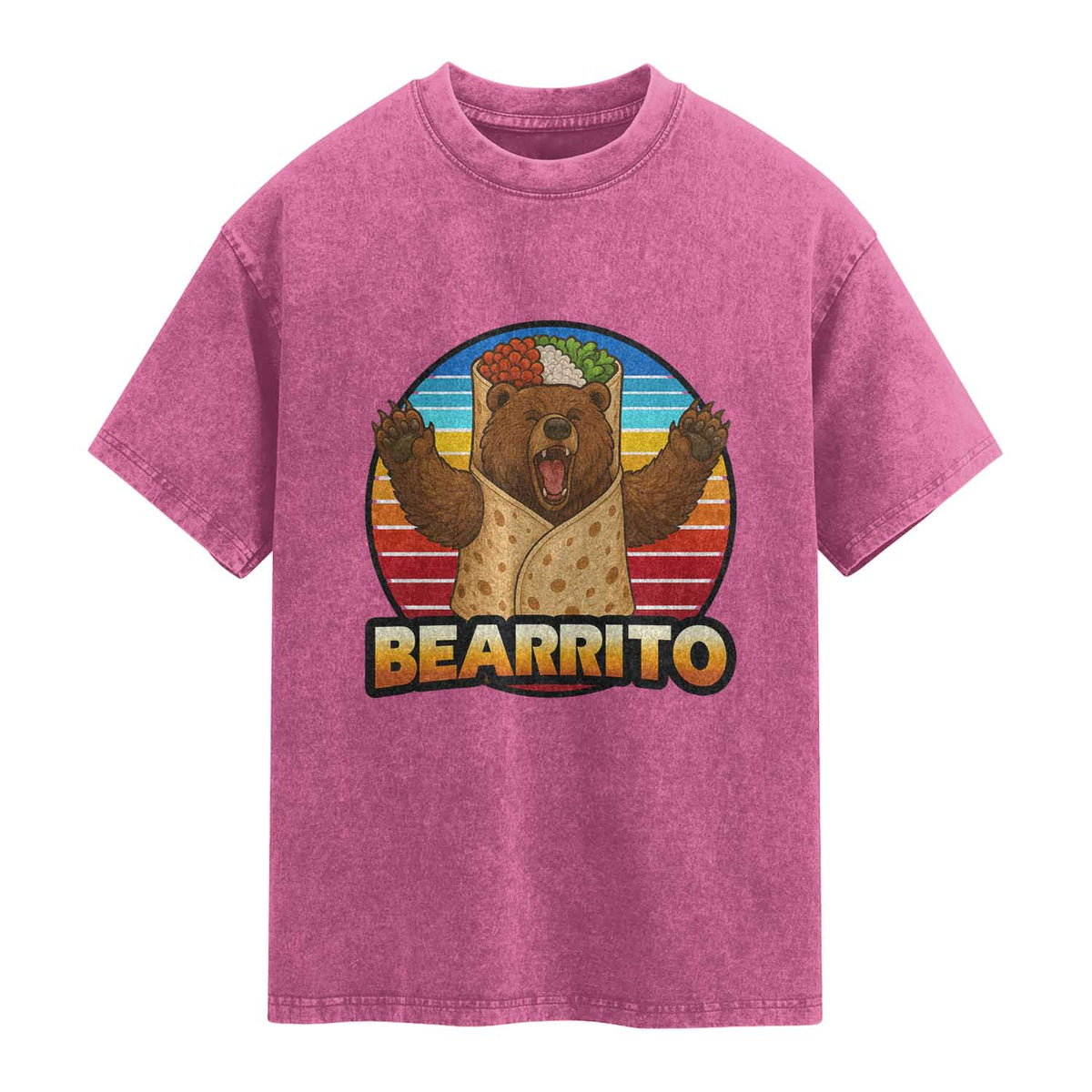 Burrito Lover Gift Washed Cotton T-Shirt Funny Bearrito