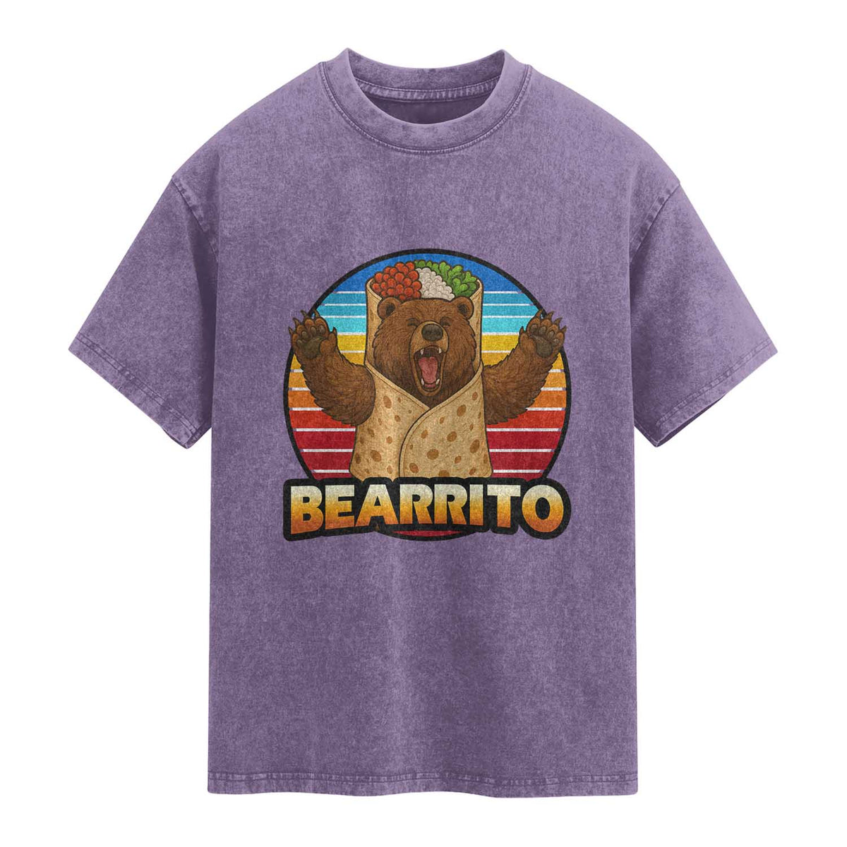Burrito Lover Gift Washed Cotton T-Shirt Funny Bearrito
