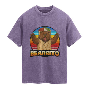 Burrito Lover Gift Washed Cotton T-Shirt Funny Bearrito