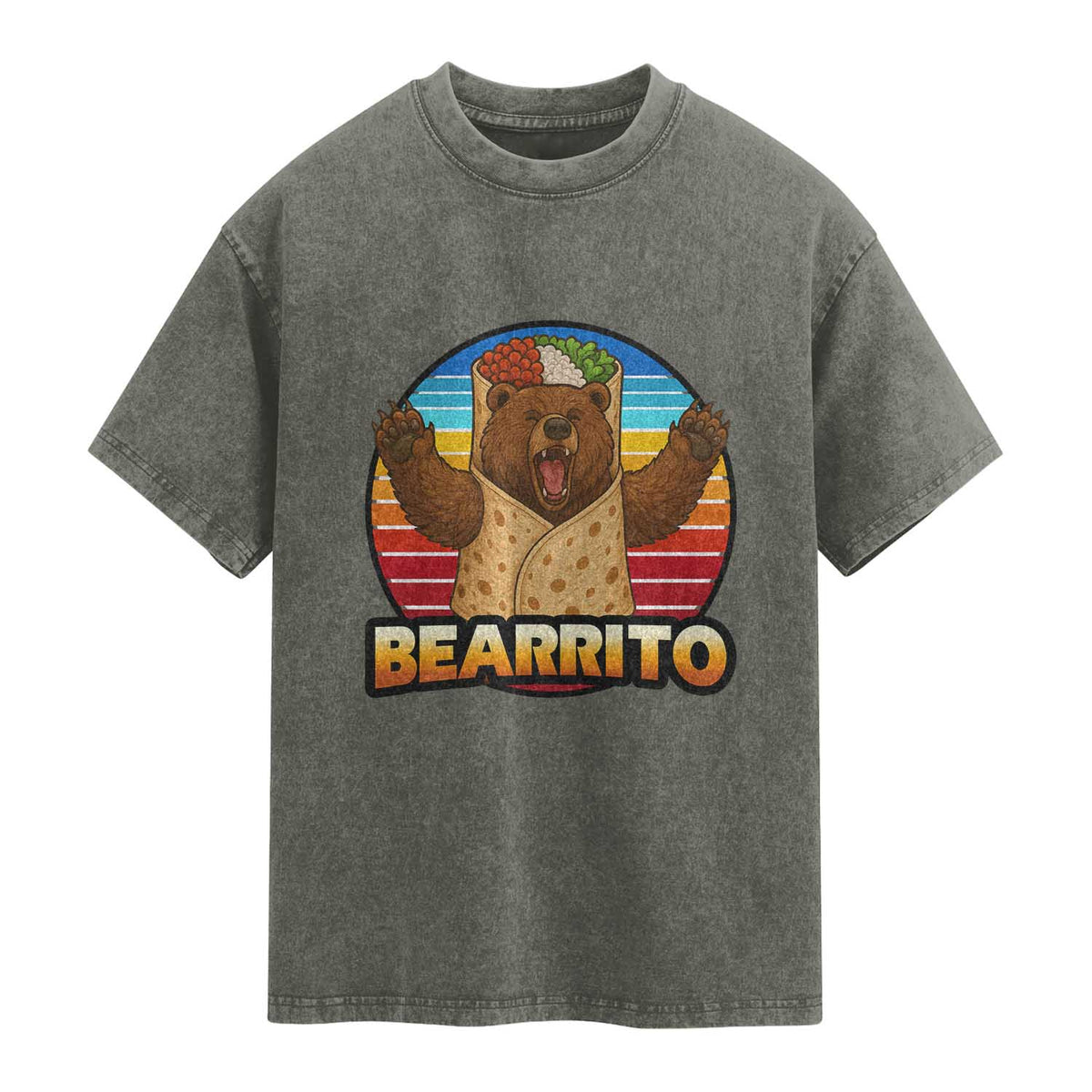 Burrito Lover Gift Washed Cotton T-Shirt Funny Bearrito
