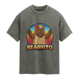 Burrito Lover Gift Washed Cotton T-Shirt Funny Bearrito