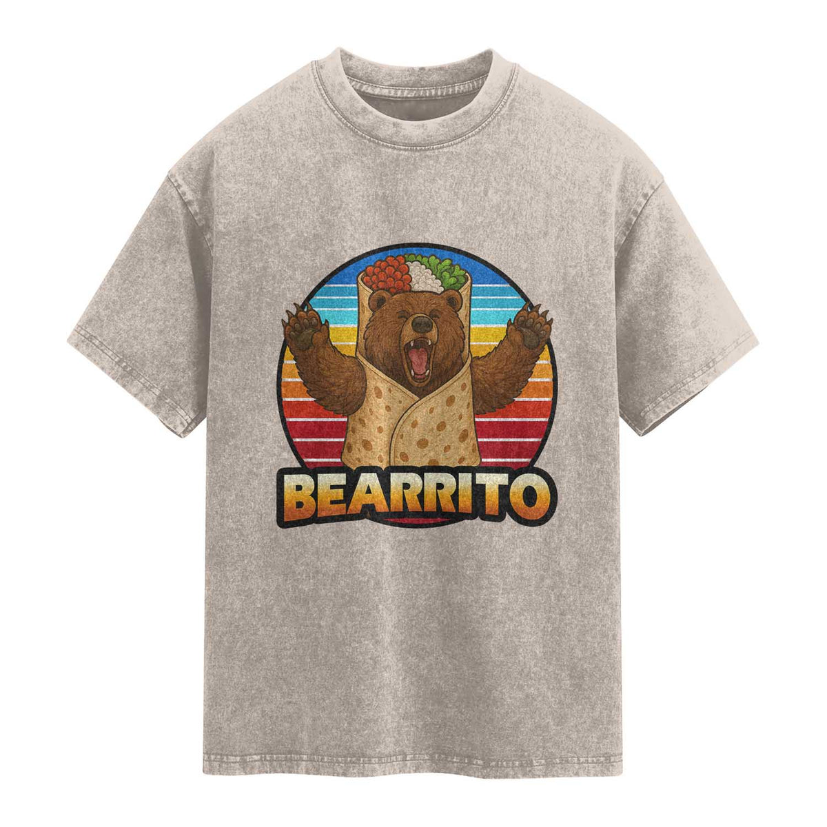 Burrito Lover Gift Washed Cotton T-Shirt Funny Bearrito