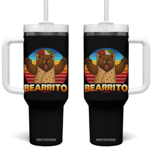 Burrito Lover Gift Tumbler With Handle Funny Bearrito TS12 One Size: 40 oz Black Print Your Wear