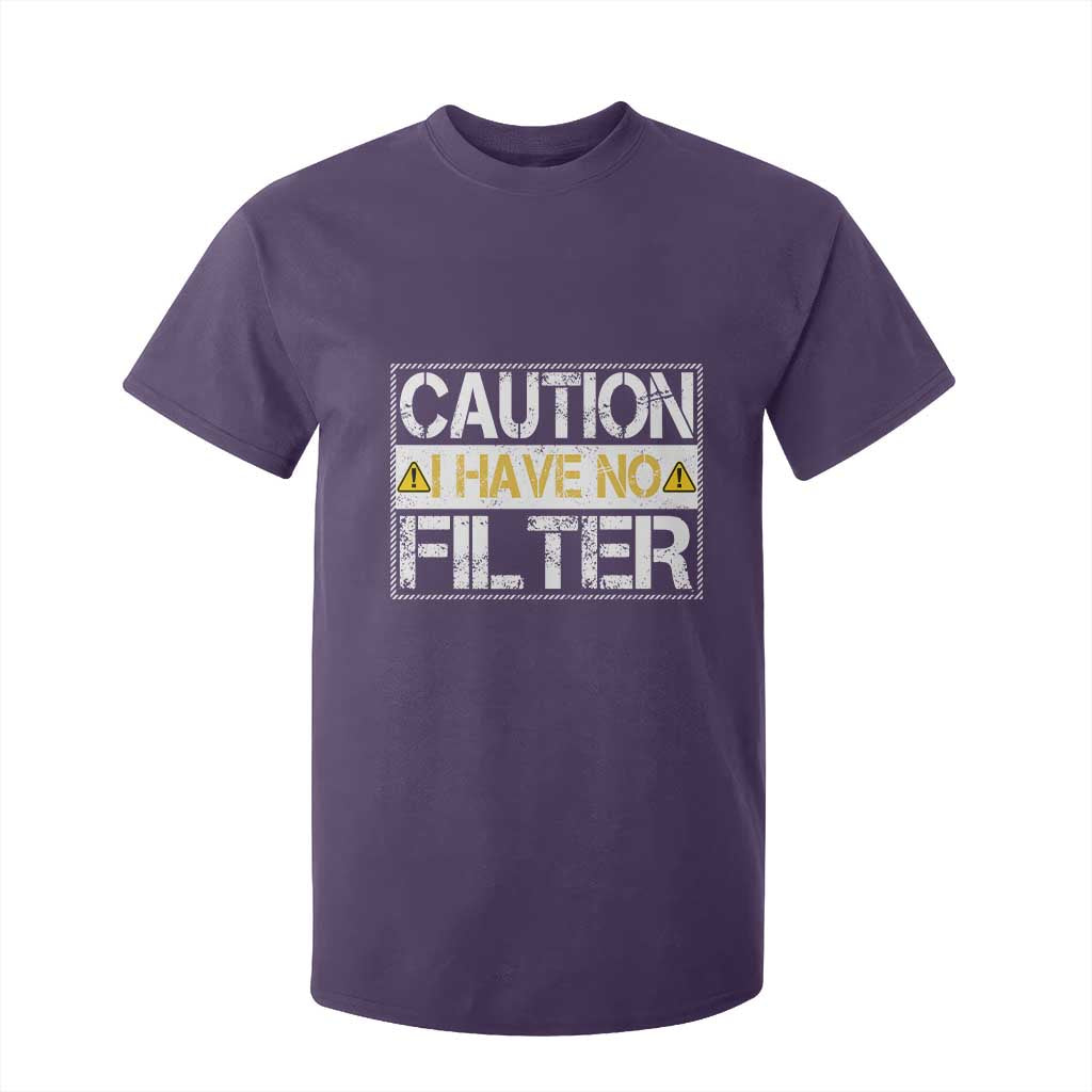Funny Sarcastic T Shirt For Kid Caution I Have No Filter TS12 Purple Print Your Wear