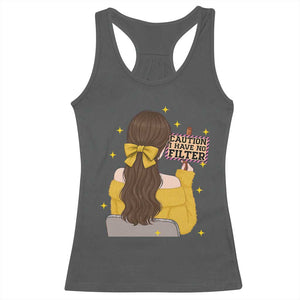 Caution I Have No Filter Racerback Tank Top Funny Sarcasm Gift TS12 Dark Heather Print Your Wear
