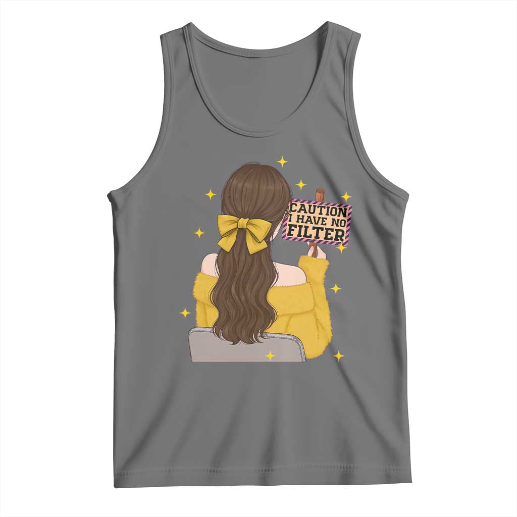 Caution I Have No Filter Tank Top Funny Sarcasm Gift TS12 Black Heather Print Your Wear
