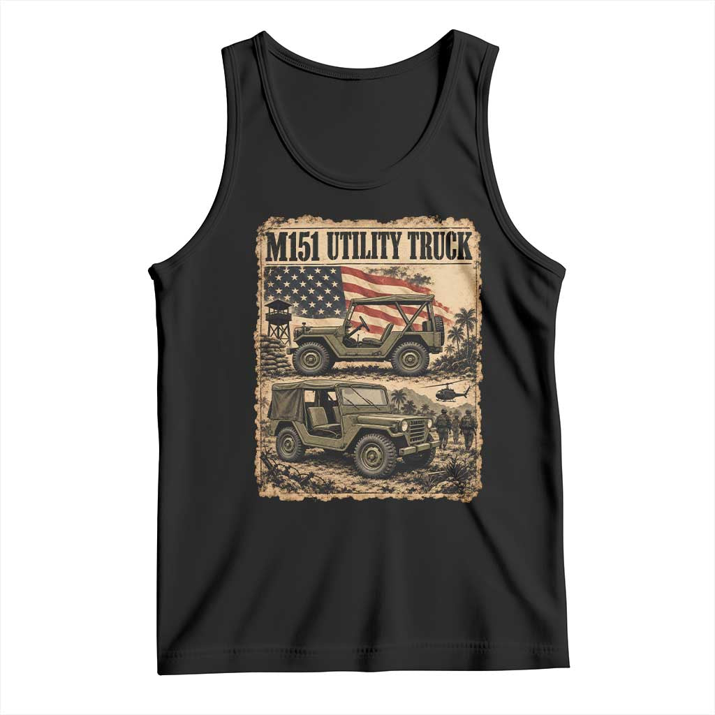 M151 Utility Truck Army Vehicle Tank Top American Flag Vintage Newspaper Military Design