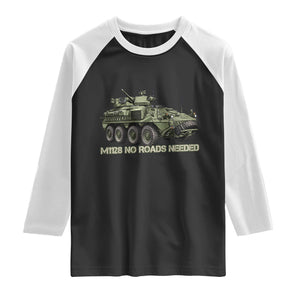 M1128 Military Armored Vehicle Raglan Shirt No Roads Needed Off Road Combat