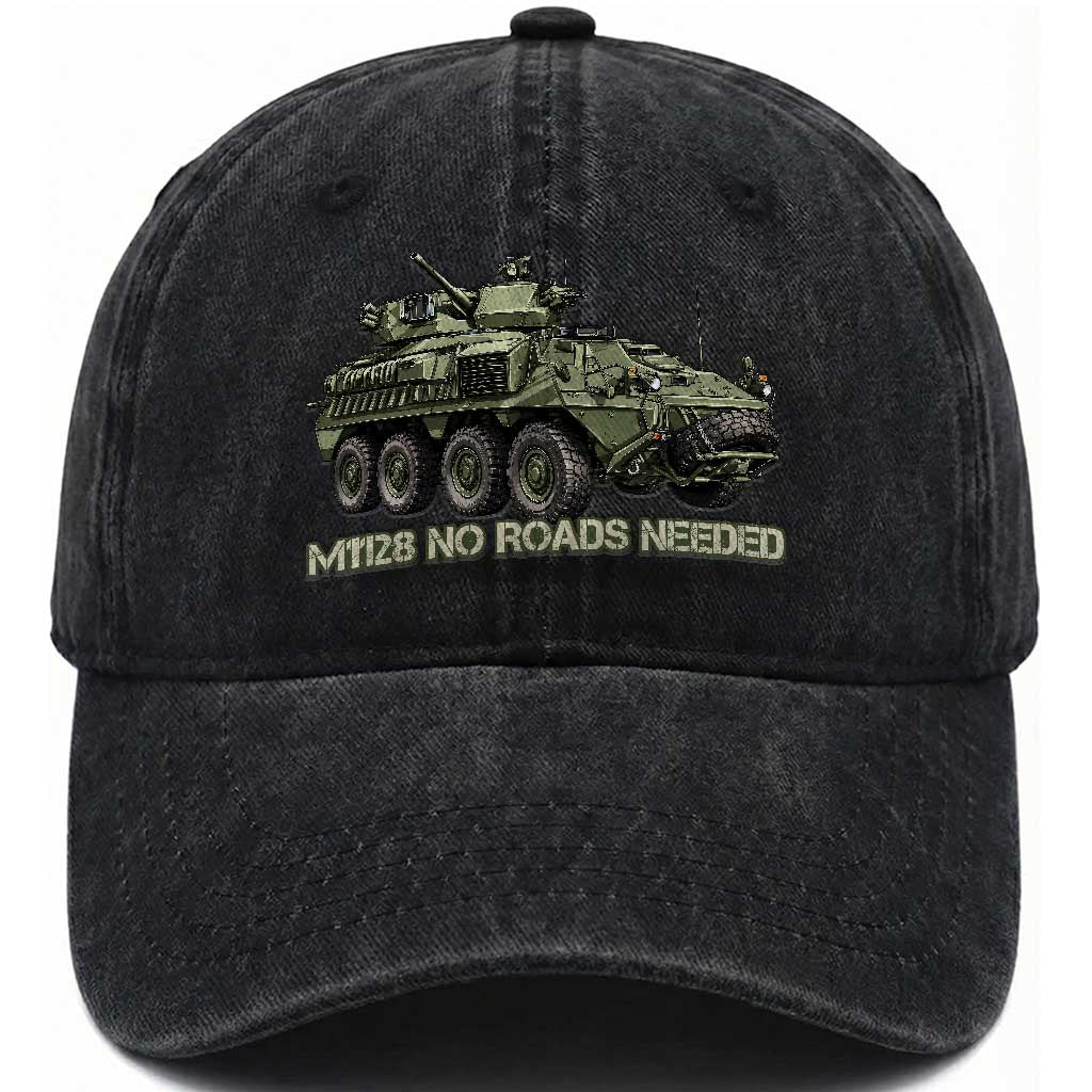 M1128 Military Armored Vehicle Washed Cotton Baseball Cap No Roads Needed Off Road Combat