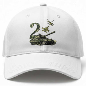 Cute Little Soldier 2nd Birthday Baseball Cap Camo Tank Tiny Trooper Party
