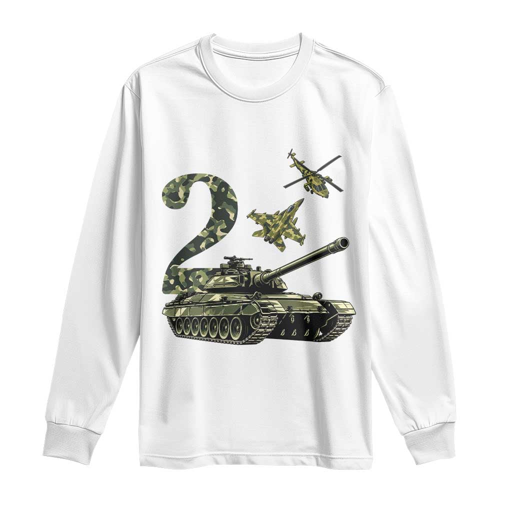 Cute Little Soldier 2nd Birthday Long Sleeve Shirt Camo Tank Tiny Trooper Party