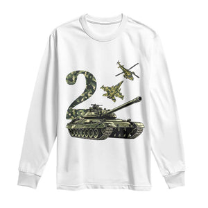 Cute Little Soldier 2nd Birthday Long Sleeve Shirt Camo Tank Tiny Trooper Party