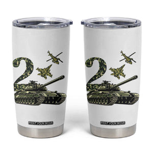 Cute Little Soldier 2nd Birthday Tumbler Cup Camo Tank Tiny Trooper Party